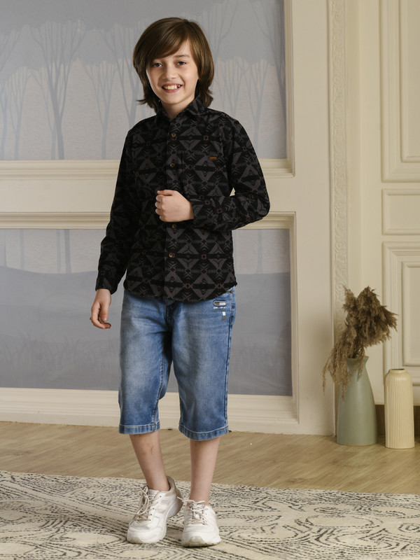 ALBION PREMIUM BOYS ECOHAWK GREY PRINT SHIRT