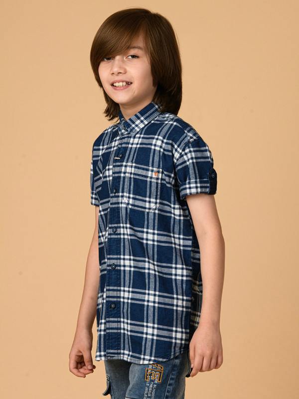 ALBION PREMIUM BOYS BLUE CHECKS SHIRT