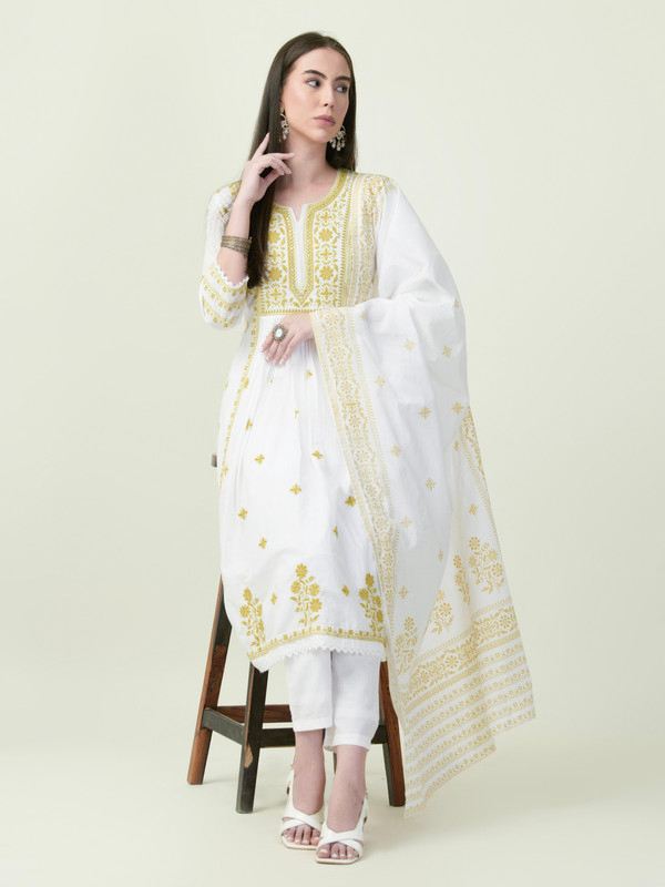 Albion Premium Ladies Ambika Ethnic Green Kurti Set