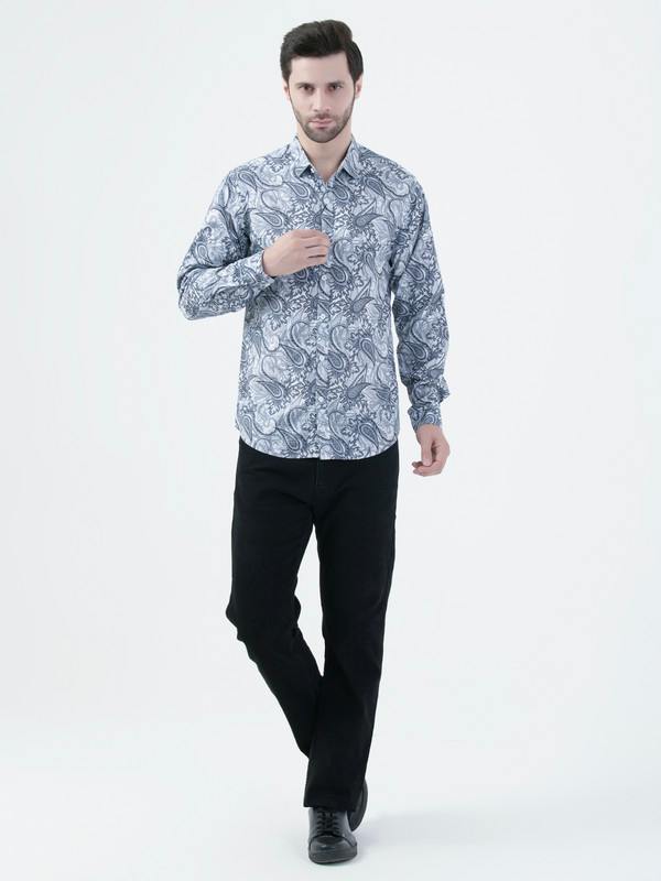 Albion Mens Gray Shirt Full Sleeve
