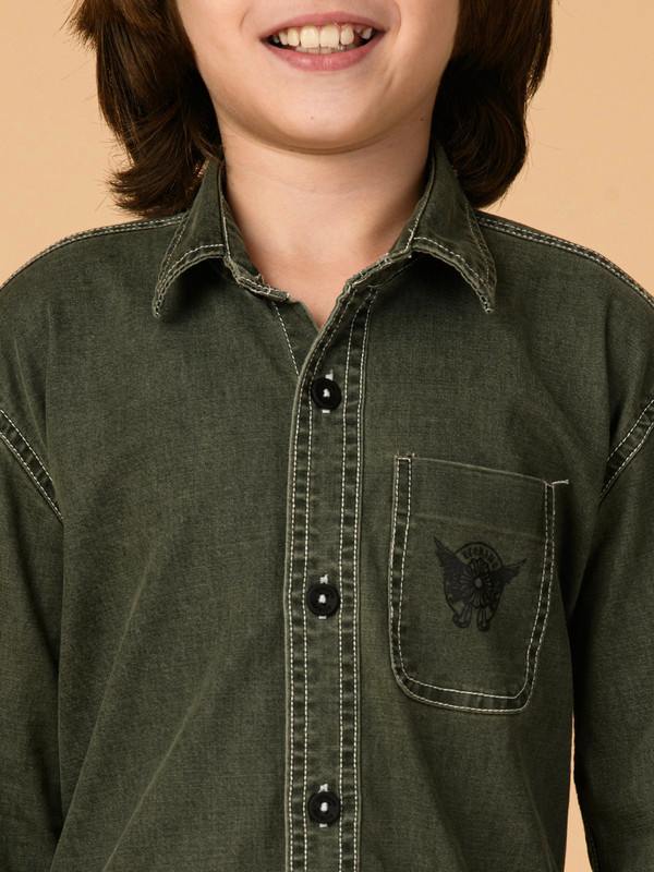 ALBION PREMIUM BOYS GREEN DENIM SHIRT