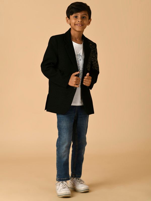 ALBION PREMIUM BOYS ETHINIC BLACK COAT