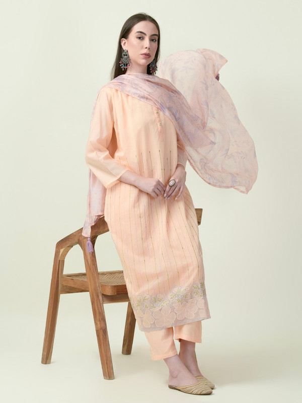 Albion Premium Ladies Adheshwar Ethnic Peach Kurti Set