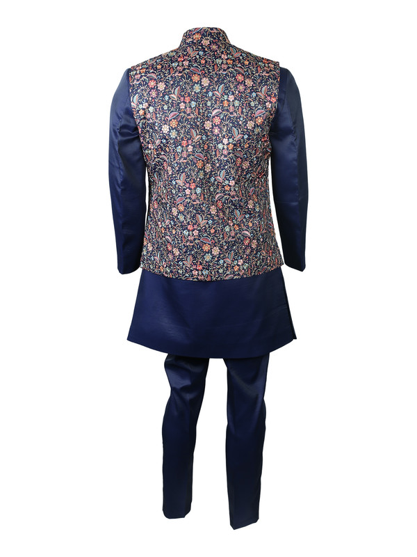 Albion Mens Mens Ethinic Navy Indo Western Suit