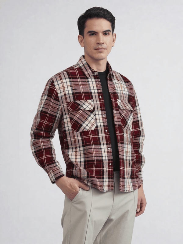 ALBION PREMIUM MENS CASUAL RED SHIRT