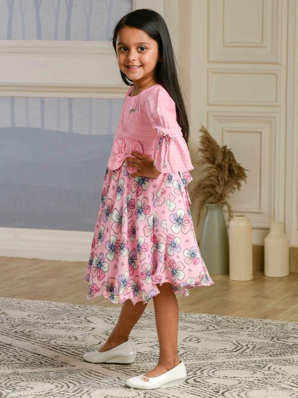 ALBION PREMIUM GIRLS ARCHANA PINK FROCK