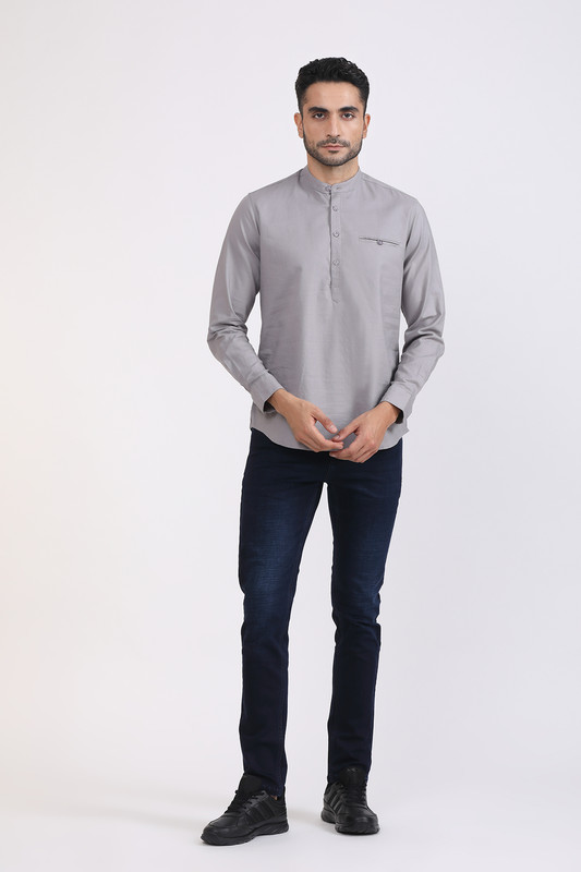 Albion Mens Primume Lt Grey Casual Shirt