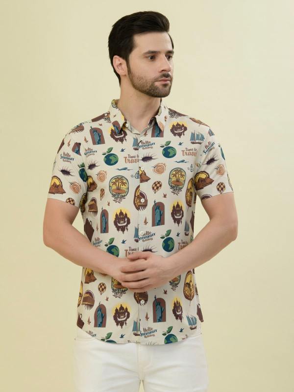 ALBION PREMIUM MENS A Cream SHIRT HS