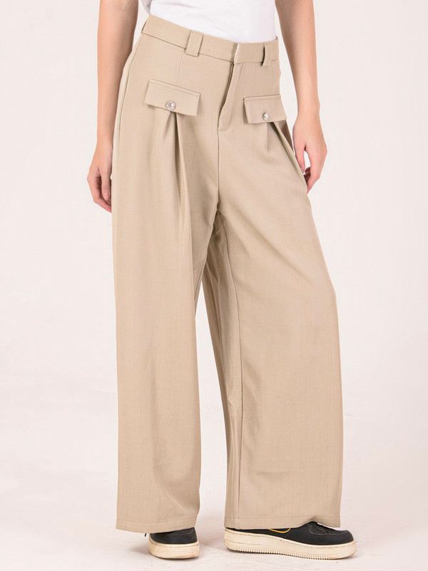 Albion Women Beige Smart Trousers