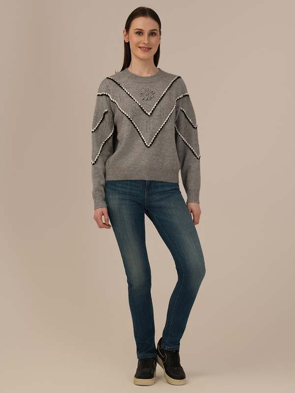 Albion Casual Winter Grey Woolen top