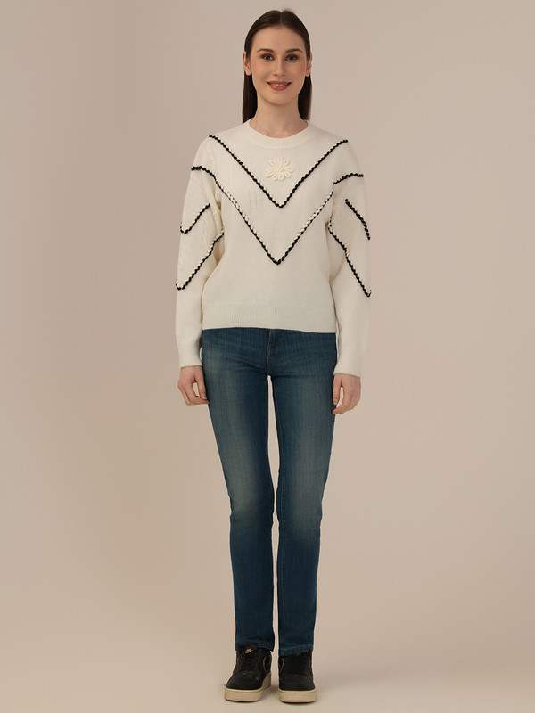 Albion Casual Winter White Woolen top