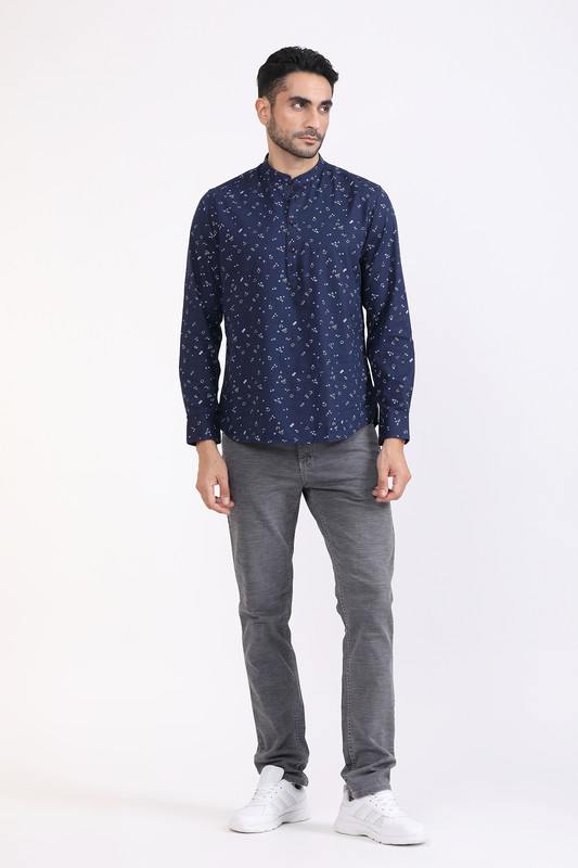Albion Mens Primume Navy Casual Shirt