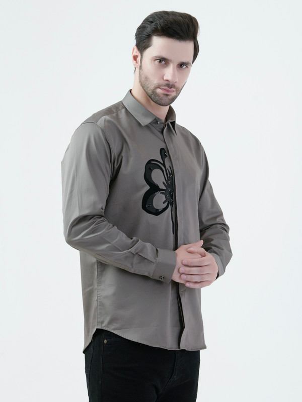 Albion Mens Brownish Shirt Full Sleeve
