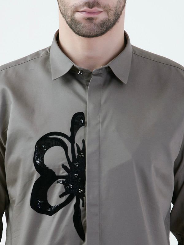 Albion Mens Brownish Shirt Full Sleeve
