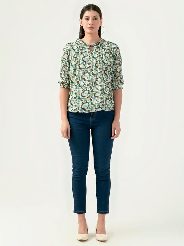 Albion Women Smart Premium Green Blouson Top