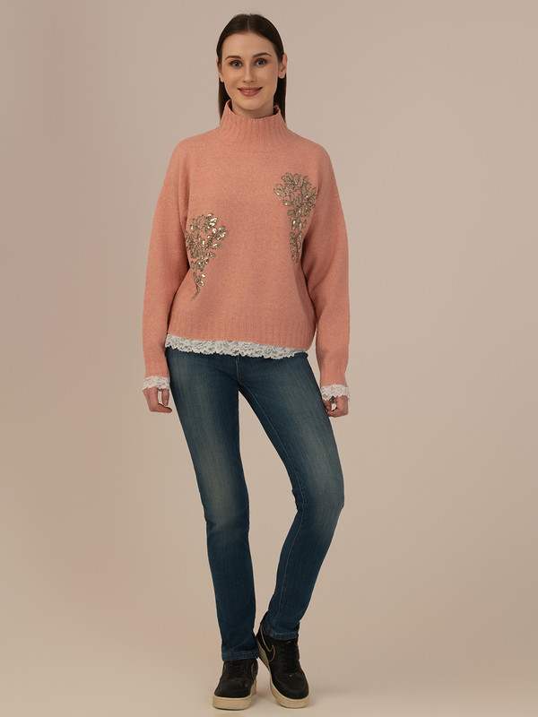 Albion Casual Winter Peach Woolen top