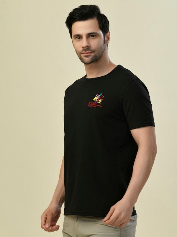 ALBION PREMIUM CYAN BLACK MENS T-SHIRT