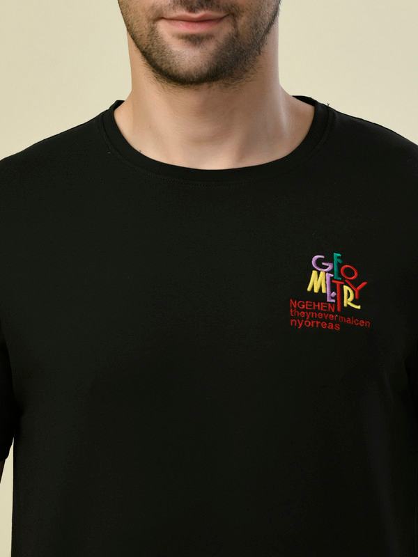 ALBION PREMIUM CYAN BLACK MENS T-SHIRT