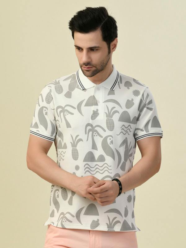 ALBION PREMIUM CYAN WHITE MENS T-SHIRT