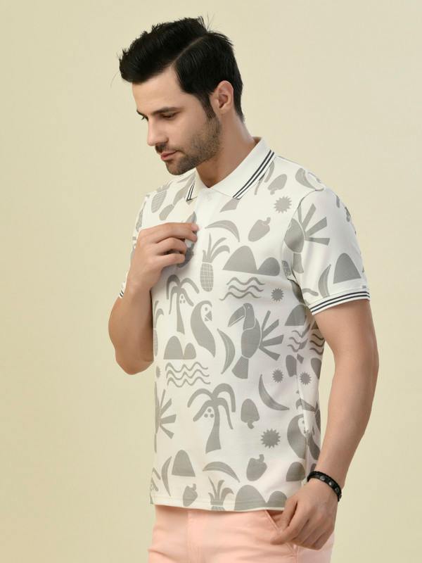 ALBION PREMIUM CYAN WHITE MENS T-SHIRT