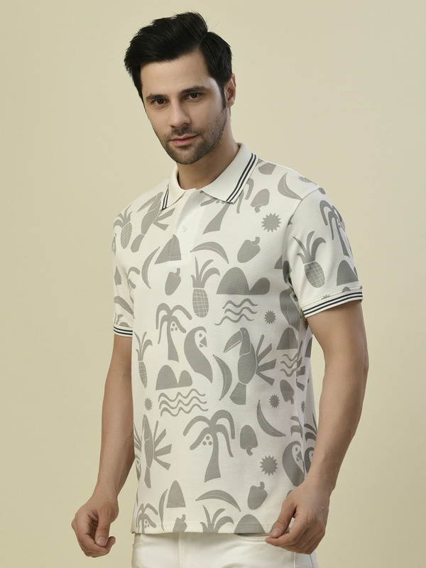 ALBION PREMIUM CYAN WHITE MENS T-SHIRT