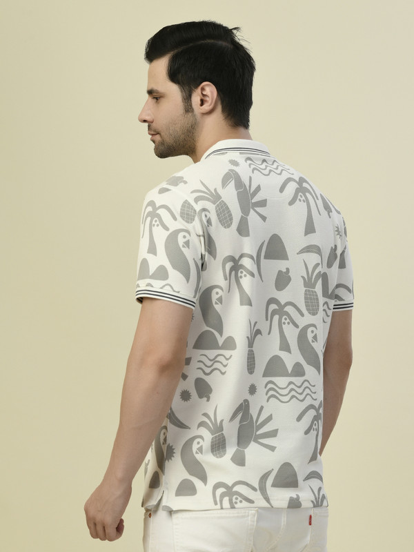 ALBION PREMIUM CYAN WHITE MENS T-SHIRT