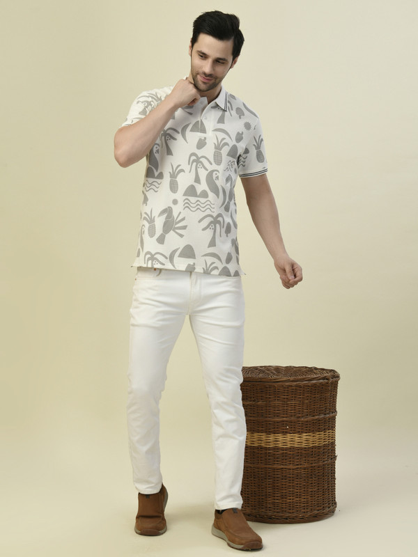 ALBION PREMIUM CYAN WHITE MENS T-SHIRT