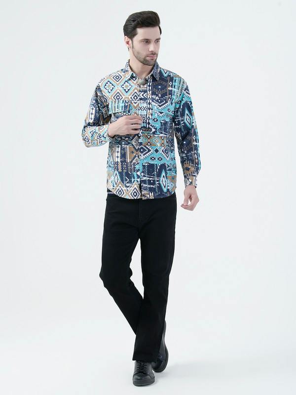 Albion Mens Firozi Shirt Full Sleeve