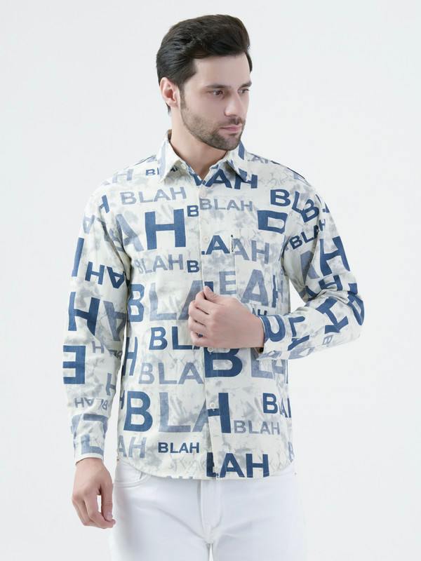 Albion Mens BLUE Shirt Full Sleeve