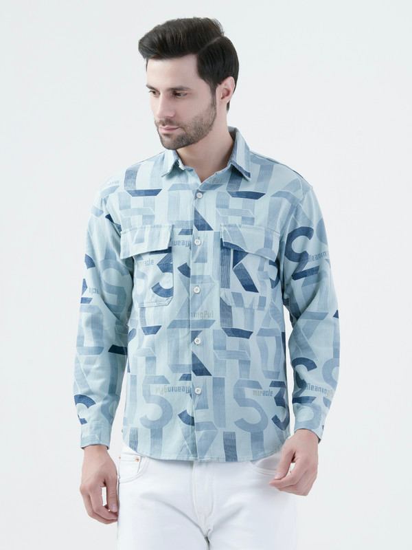 Albion Mens Green Shirt Full Sleeve