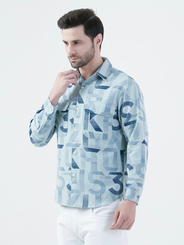 Albion Mens Green Shirt Full Sleeve