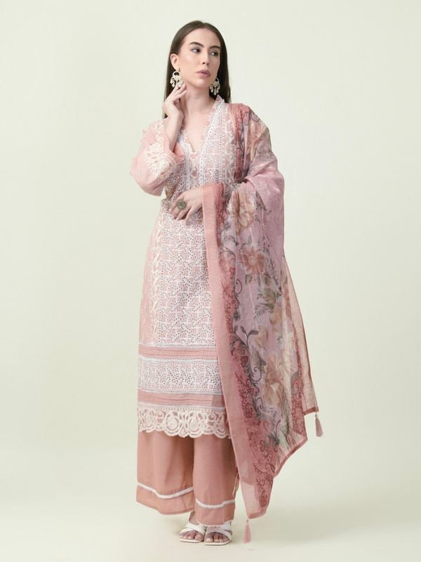 Albion Premium Ladies Tejoo Ethnic Peach Kurti Set