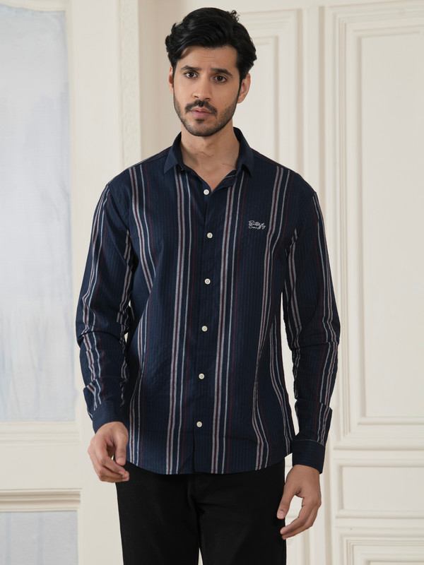 ALBION MENS BUTTERFLY NAVY SHIRT