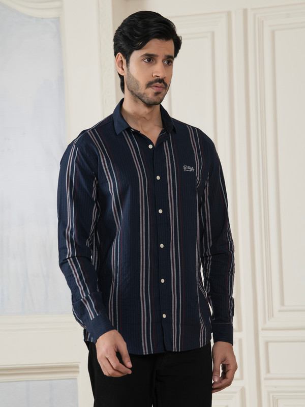 ALBION MENS BUTTERFLY NAVY SHIRT