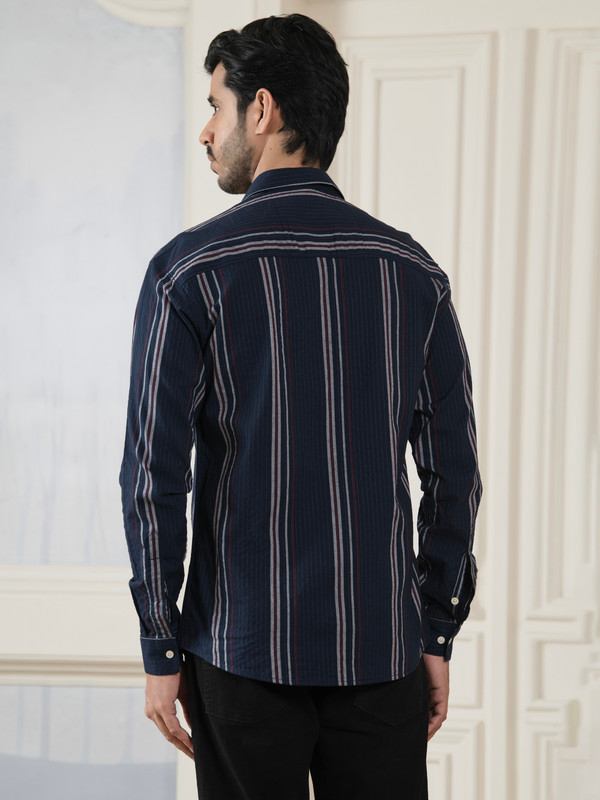 ALBION MENS BUTTERFLY NAVY SHIRT