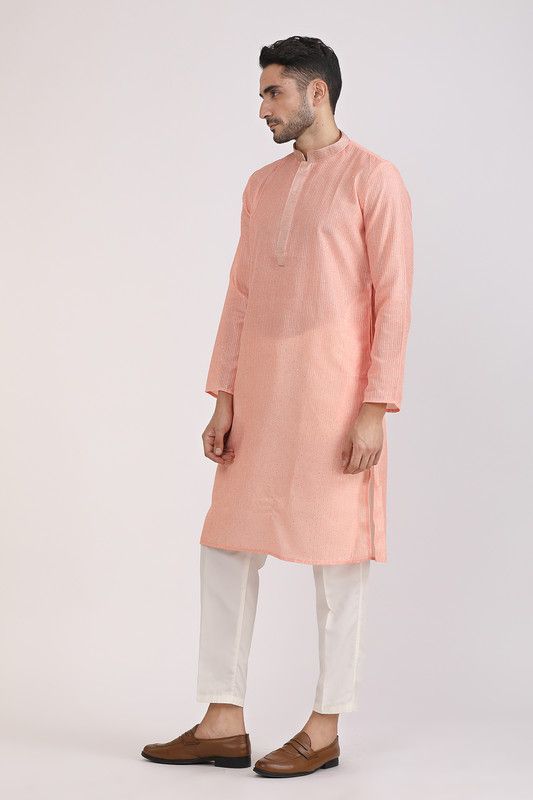 Albion Mens Primume Peach Kurta Pyjama