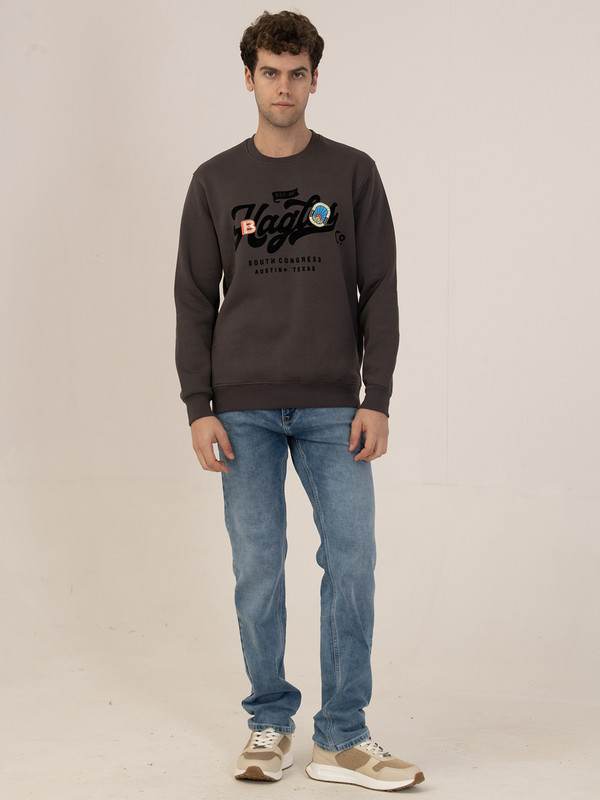 Albion Winter Men’s Trendy Regular-Fit Charcoal Sweatshirt