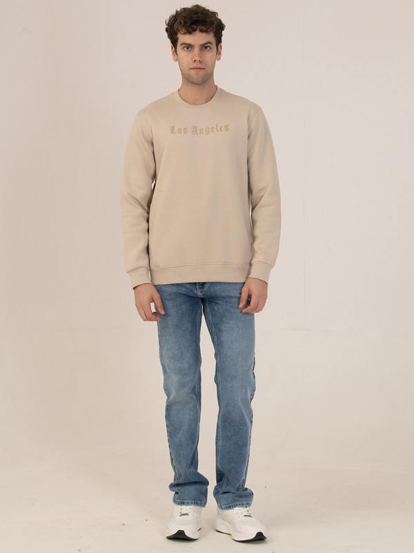 Albion Winter Men’s Trendy Regular-Fit Beige Sweatshirt