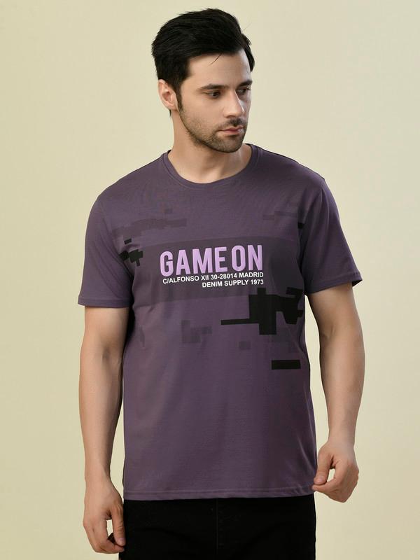 ALBION PREMIUM CYAN MOUSE (PURPLE) MENS T-SHIRT