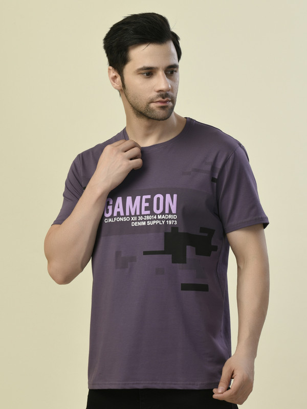 ALBION PREMIUM CYAN MOUSE (PURPLE) MENS T-SHIRT