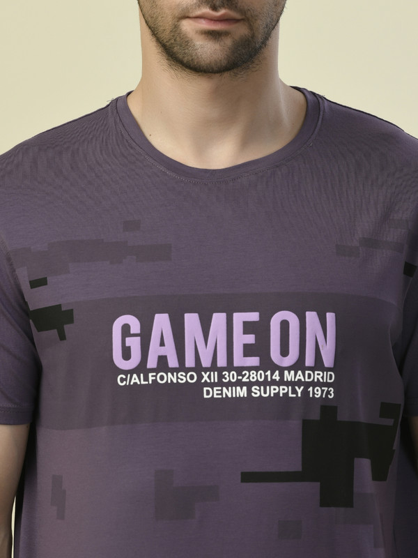 ALBION PREMIUM CYAN MOUSE (PURPLE) MENS T-SHIRT