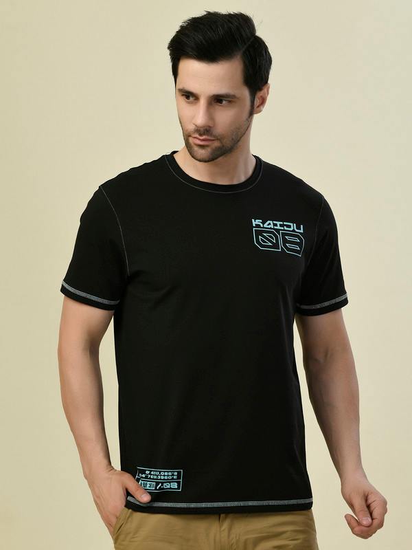 ALBION PREMIUM CYAN BLACK MENS T-SHIRT