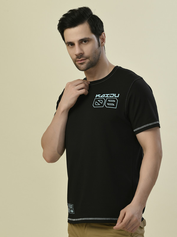 ALBION PREMIUM CYAN BLACK MENS T-SHIRT