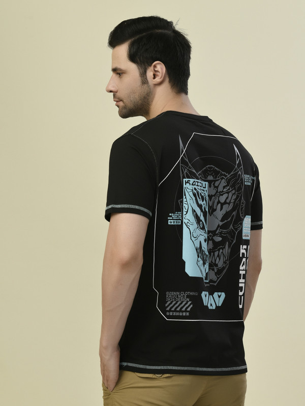 ALBION PREMIUM CYAN BLACK MENS T-SHIRT