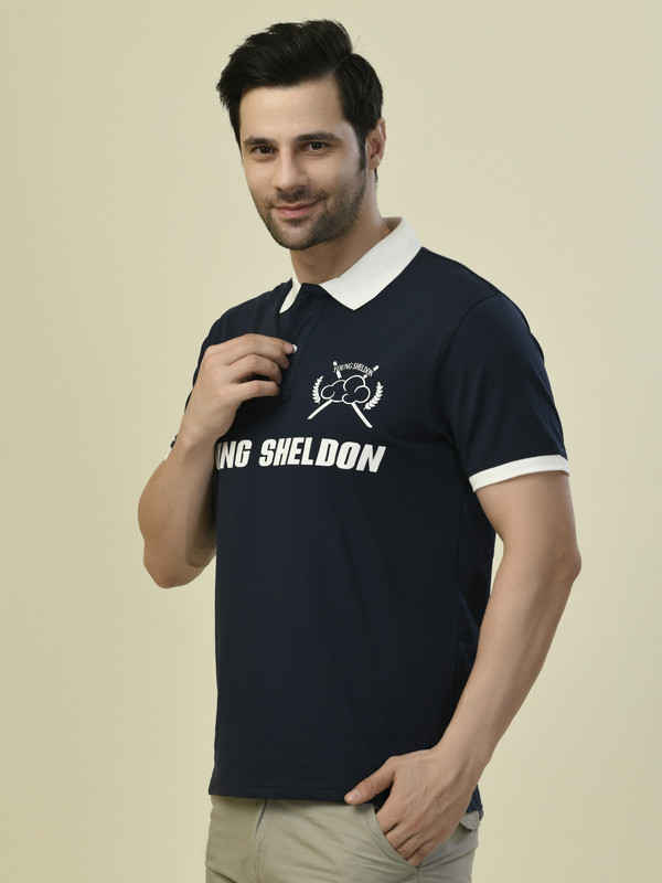 ALBION PREMIUM CYAN NAVY MENS T-SHIRT