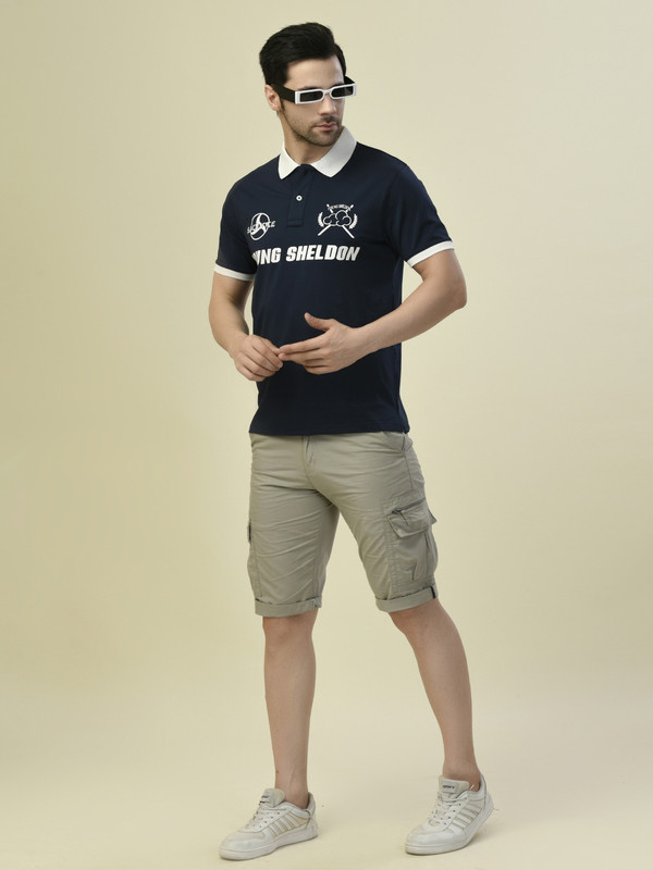 ALBION PREMIUM CYAN NAVY MENS T-SHIRT