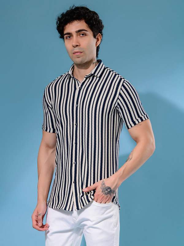 ALBION MENS OLDGARAGE 1 (NAVY) SHIRT