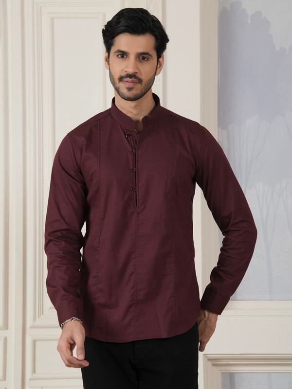 ALBION MENS GRAMMER MRN (MAROON) SHORT KURTA