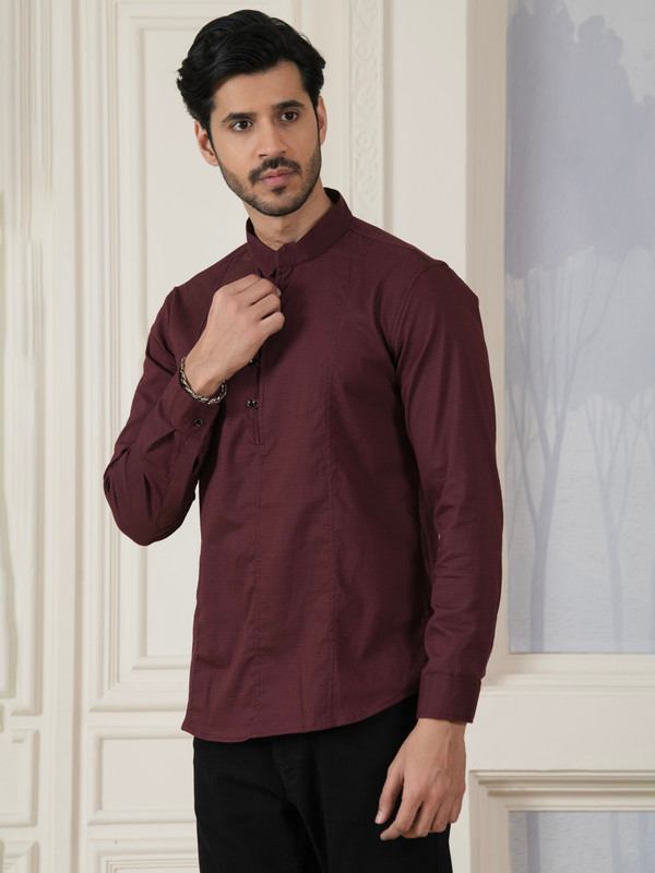ALBION MENS GRAMMER MRN (MAROON) SHORT KURTA