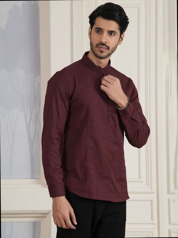 ALBION MENS GRAMMER MRN (MAROON) SHORT KURTA